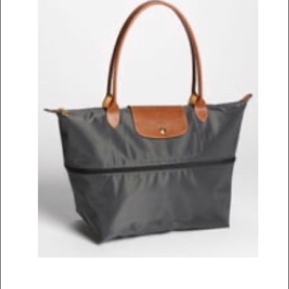 Longchamp Le Pliage Expandable Tote Gray Auth NWT